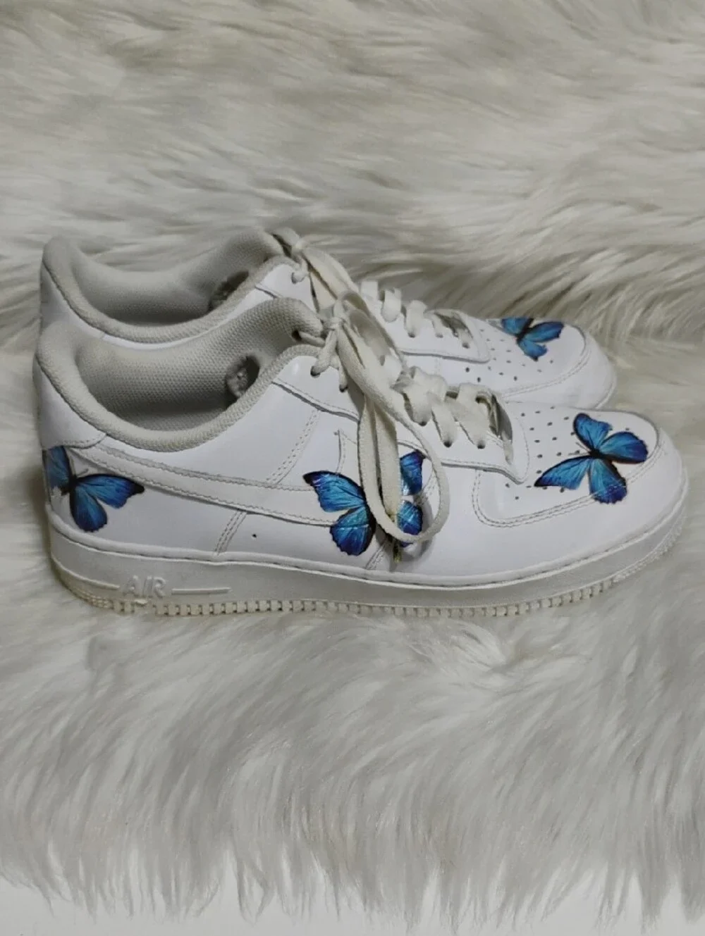 (C-64) Nike Air Force 1 Blue Butterfly Custom Design Sneakers - Picture 4 of 13